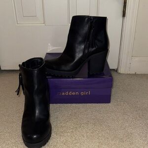 Madden Girl Sleek Black Heeled Boots